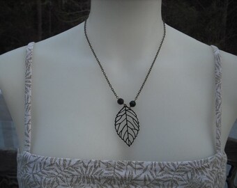 black leaf necklace