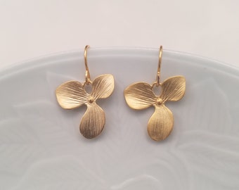 Gold or Silver Plated Orchid Flower Earrings