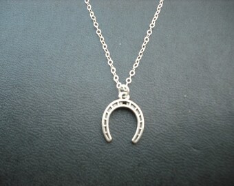 horse shoe charm necklace - sterling silver