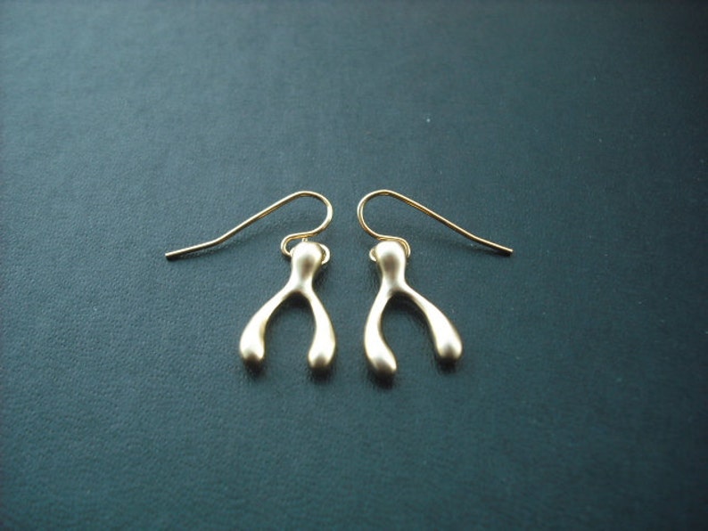 Silver or Gold Plated Wish Bone Earrings image 6