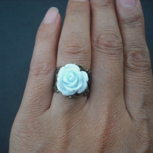 Rose Flower Cabochon Ring antique brass image 4