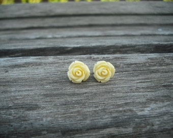 yellow rose post earring