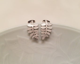 Matte Silver Pine Needles Post Earring  - Sterling Silver Post