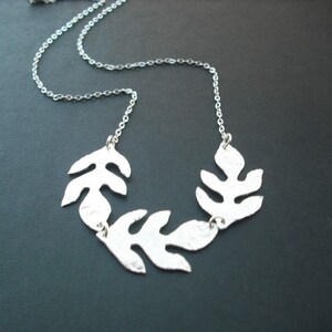 Silver Necklace with modern leaf, Bridesmaid gift, Bridesmaid Necklace, Wedding Gift, Birthday Gift image 2