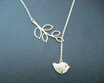 sweet little mod bird lariat - matte yellow gold