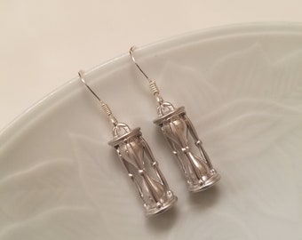 Matte Silver Sand Timer earrings