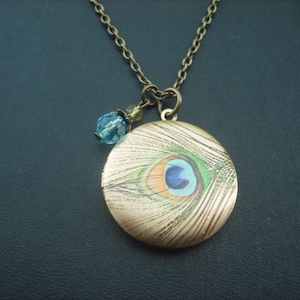 beautiful feather locket necklace with faceted round crystal beads