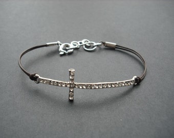 Rhinestone cross bracelet