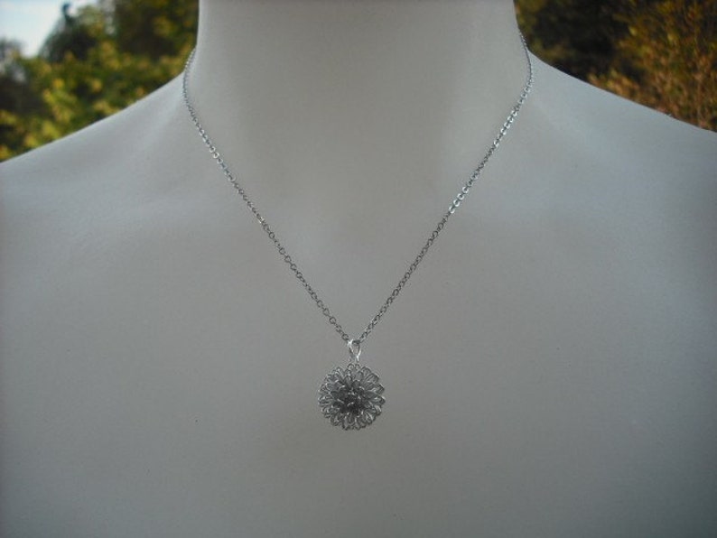 Bridesmaid Necklace, Bridesmaid Gift, Silver Dandelion Necklace, Flower Girl Gift, Birthday Gift image 4