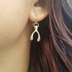 Silver or Gold Plated Wish Bone Earrings image 7