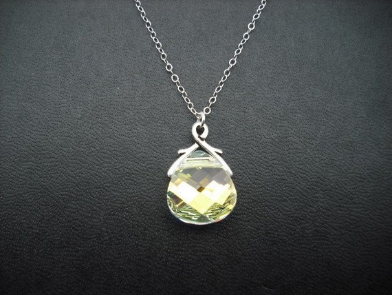 drop of crysal - swarovski crystal and sterling silver necklace