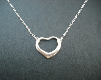 floating heart necklace - sterling silver