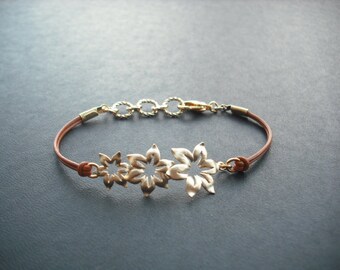 star flowers bracelet - matte 16K gold plated