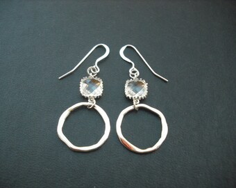 Clear Bezel and Irregular Circle  Earrings