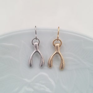 Silver or Gold Plated Wish Bone Earrings image 4