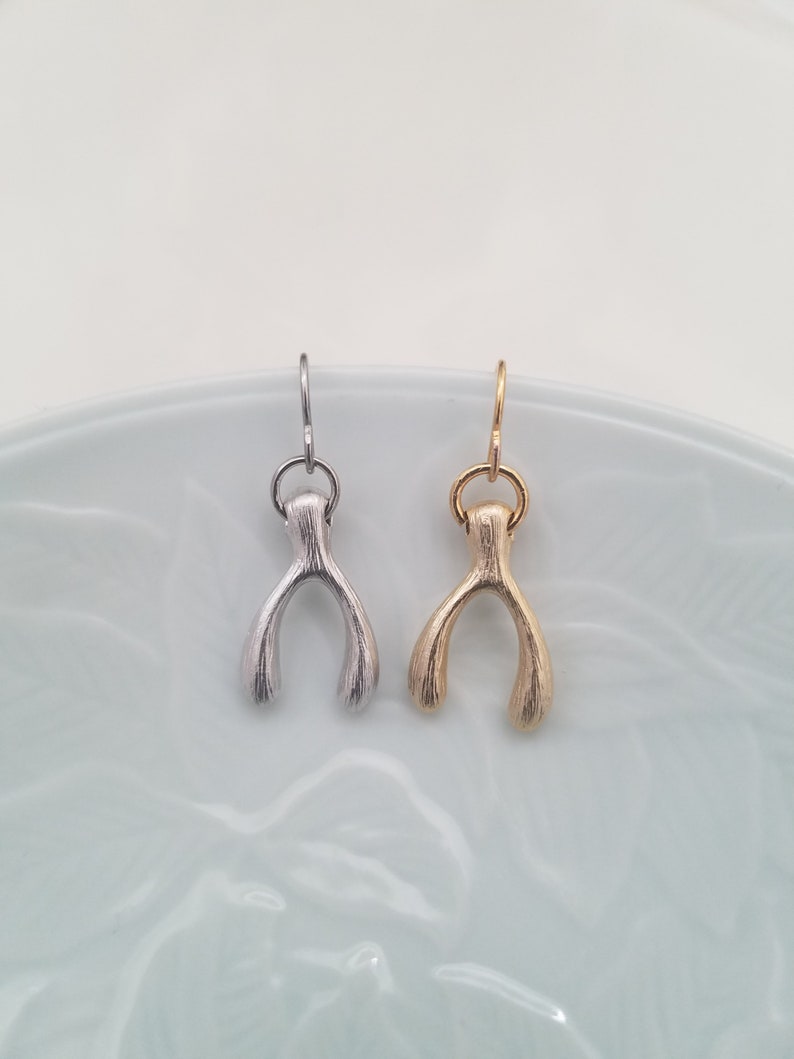 Silver or Gold Plated Wish Bone Earrings image 4