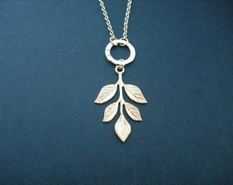 leaf necklace - 16k yellow gold plated chain