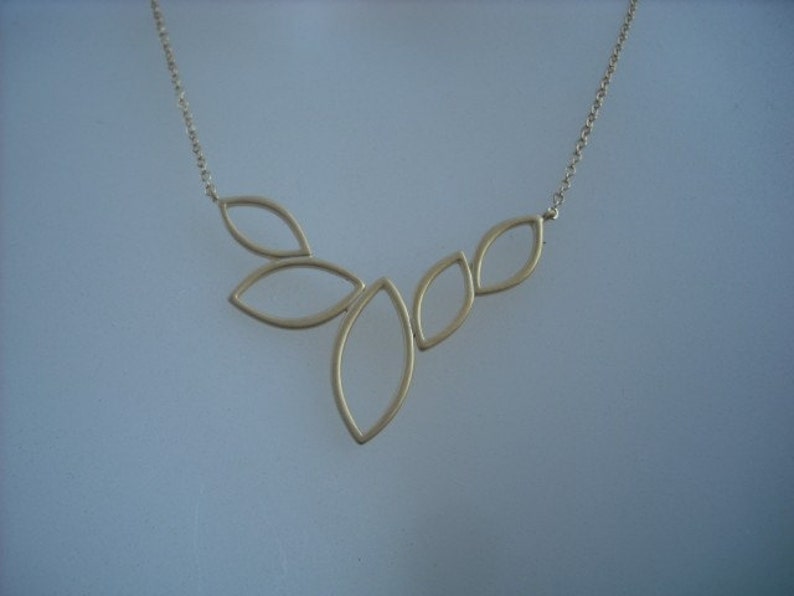 multi marquise necklace 16K matte yellow gold plated image 4