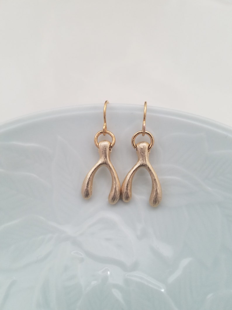 Silver or Gold Plated Wish Bone Earrings image 5