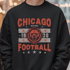 Chicago Football Vintage Sweatshirt, Retro Bear Crewneck, Unisex Game Day Gift, Chicago Fan Gear, Football Fan Gift