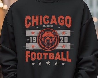 Chicago Football Vintage Sweatshirt, Retro Bär Rundhalsausschnitt, Unisex Spieltag Geschenk, Chicago Fan Ausrüstung, Fußballfan Geschenk