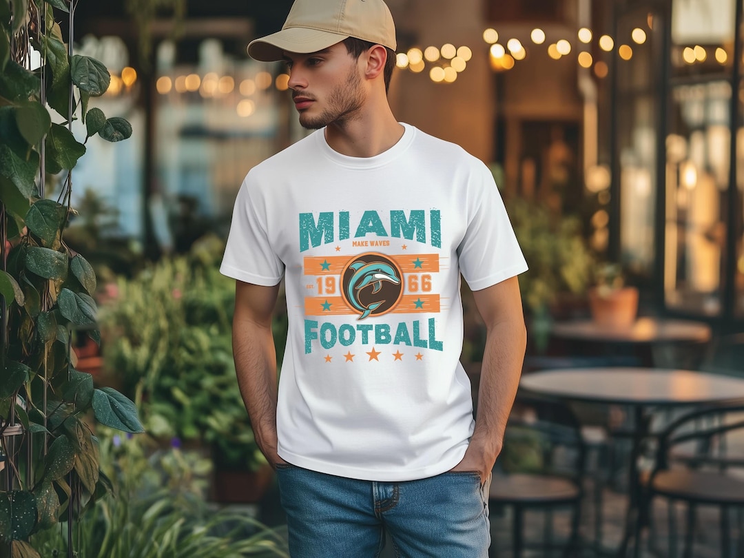 80s フットボールTシャツ マイアミ　ドルフィン　ヴィンテージ　USA製 Vintage 80s Logo 7 Miami Dolphins T-Shirt XL VTG USA V-Neck Teal