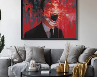 Dark Surreal Art Print: Exploding Head, Emotional Chaos (Digital Download)