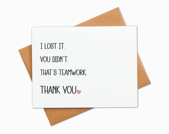 Funny Thank You Card: Sarcastic Teamwork Appreciation for Coworkers