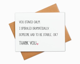 Funny Sarcastic Thank You Card: Calmness Appreciation - A2 Size