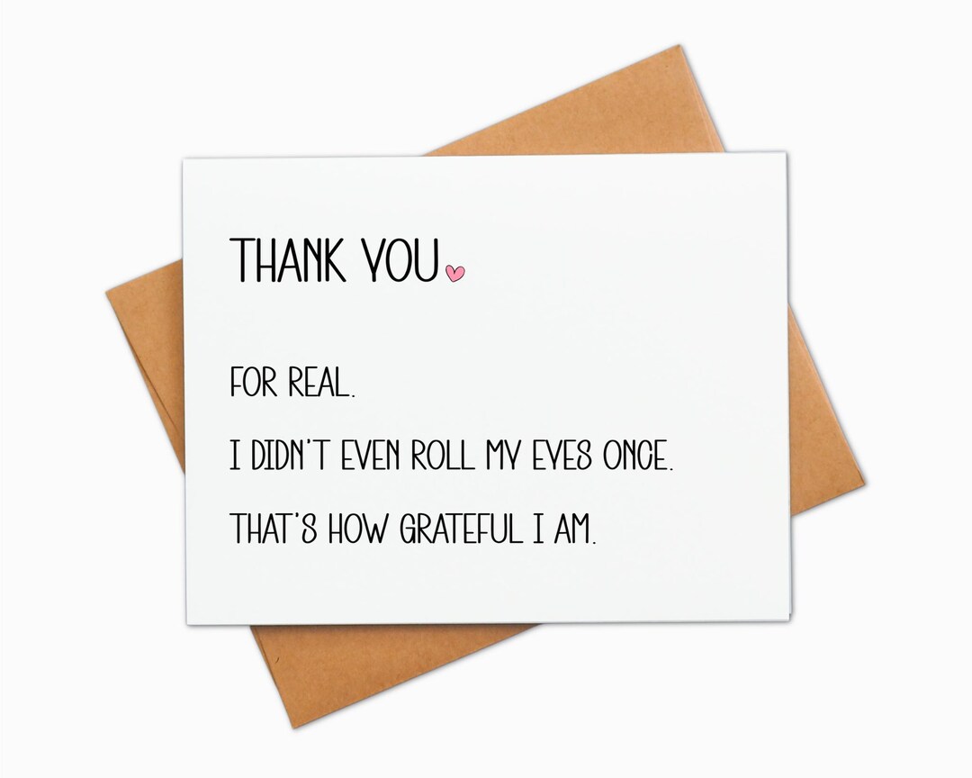 Funny Sarcastic Thank You Card: Snarky Humor, Blank Inside - Etsy