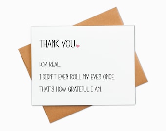 Funny Sarcastic Thank You Card: Snarky Humor, Blank Inside