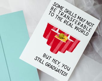 Funny Beer Pong Graduation Card: Sarcastic Congrats