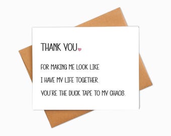 Funny Thank You Card: Duck Tape to My Chaos - A2 Greeting Card