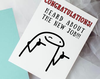 Funny New Job Card: Congrats Seafoam Envelope