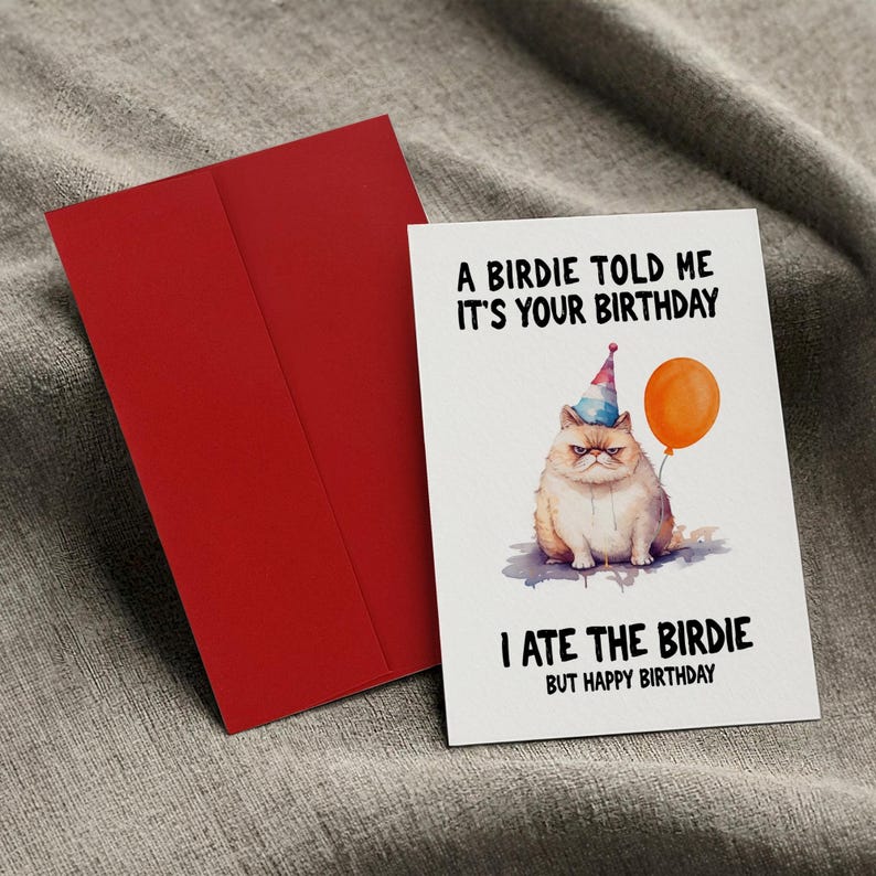 Funny Grumpy Cat Birthday Card | Sarcastic Card for Coworker, Friend ...
