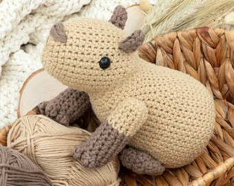READY to SHIP - Amigurumi Capybara - crochet guinea pig plush, cute amigurumi rodent, crochet animal toy, crochet capybara plushie