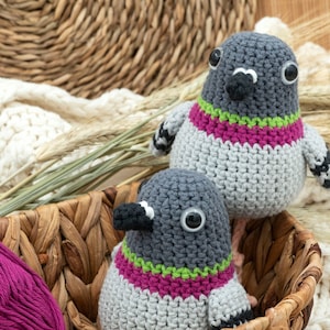 MADE to ORDER - Amigurumi Taube - Amigurumi Vogel Spielzeug, süße gehäkelte Taube, Tier Softie, Rock Taube Amigurumi Plüsch, grauer Vogel Plüsch
