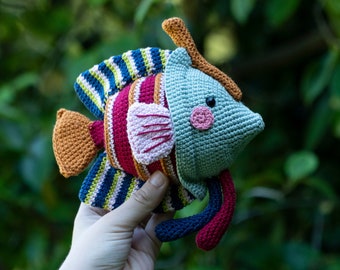 READY to SHIP - Amigurumi Angelfish - cute crochet amigurumi sea creature great for nursery decor