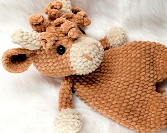 Highland Cow Lovey Easy Crochet Pattern | Baby Security Blanket Comforter Pattern | Amigurumi Snuggler Cow Toy
