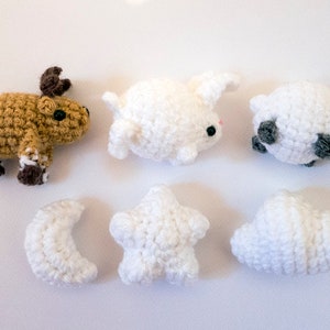 CROCHET PATTERN - Amigurumi mobile shapes star, moon, cloud, sheep, rabbit, and reindeer by MevvSan [PDF Instant Download]