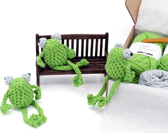 Kit de crochet DIY - Amigurumi Grenouille assise et crapaud en peluche