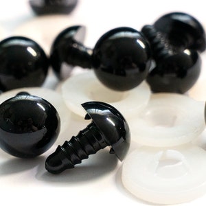 15mm Black Safety Eyes (25 or 50 pairs)