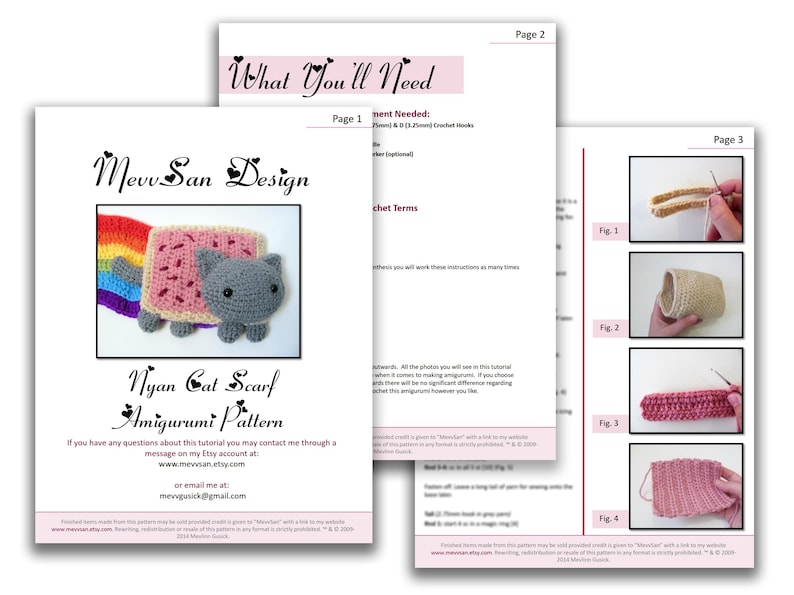 HÄKELANLEITUNG Amigurumi Pop Tart Cat, Nyan Cat Schal von MevvSan [PDF Sofortdownload] Bild 7