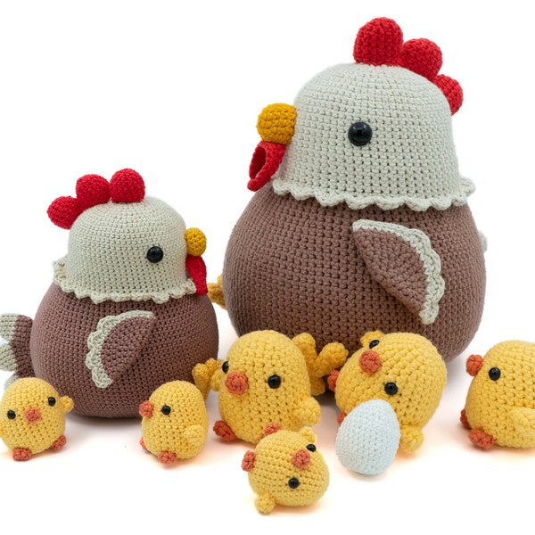 MOTIF AU CROCHET Poulet amigurumi, poule, poussin et œuf par MevvSan [PDF à télécharger instantanément]