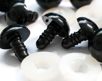 Schwarze Sicherheitsaugen (18 mm) (25 oder 50 Paar)