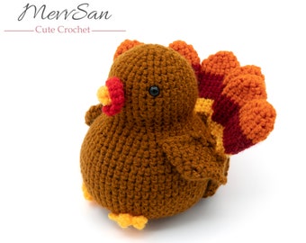 Crochet PATTERN PDF - Amigurumi Turkey - cute crochet thanksgiving turkey bird, crochet turkey, amigurumi pattern, crochet animal softie