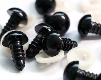 Ojos de seguridad negros de 12 mm (25 o 50 pares)