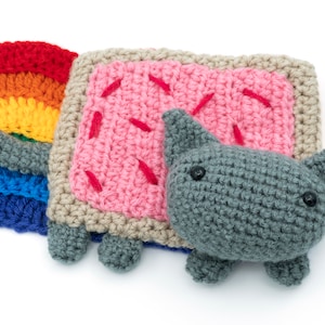 CROCHET PATTERN Amigurumi Pop Tart Cat, Nyan Cat Scarf by MevvSan PDF Instant Download image 1