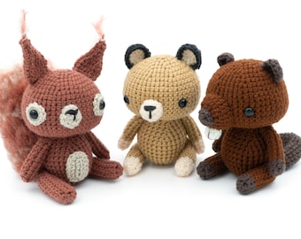 PATTERN BUNDLE Amigurumi Woodland Critters Crochet Pattern Bundle #4 by MevvSan [PDF Instant Download]