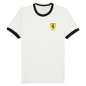 Vintage Ferrari Ringer T-Shirt, Retro-T-Shirt mit italienischem Rennsport-Grafik